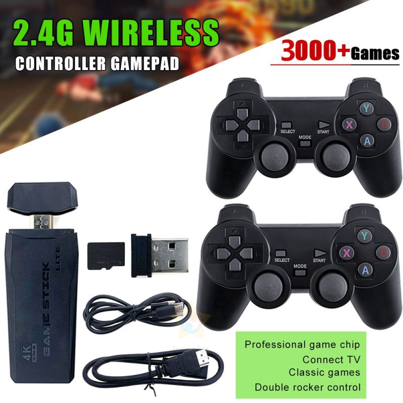 Consola de Videojuegos 2.4G con Juegos Retro 4K 10000 Títulos PS1 GBA Regalo de Navidad Ideal Controlador Doble