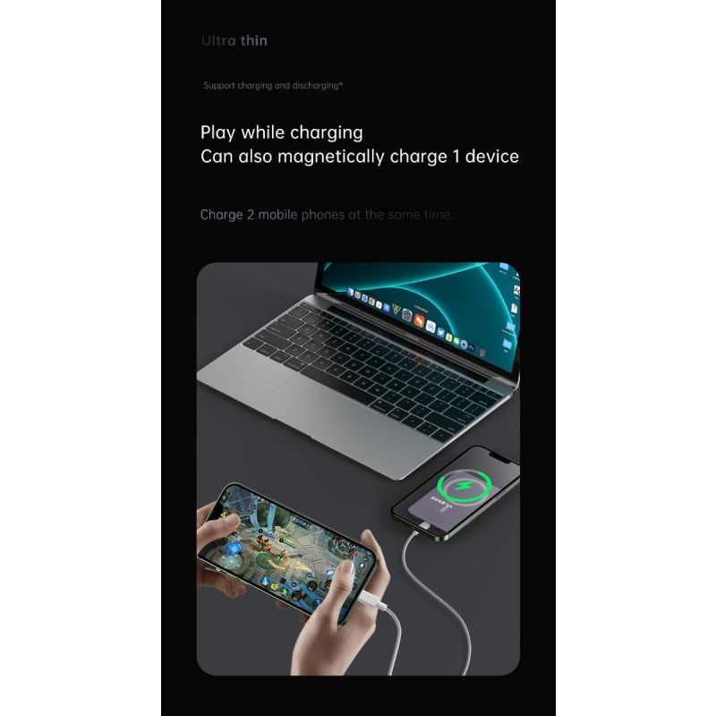 Banco de Energía Inalámbrico 10000mAh para iPhone 12 y 13 Carga Rápida y Magnética con Tecnología Magsafe