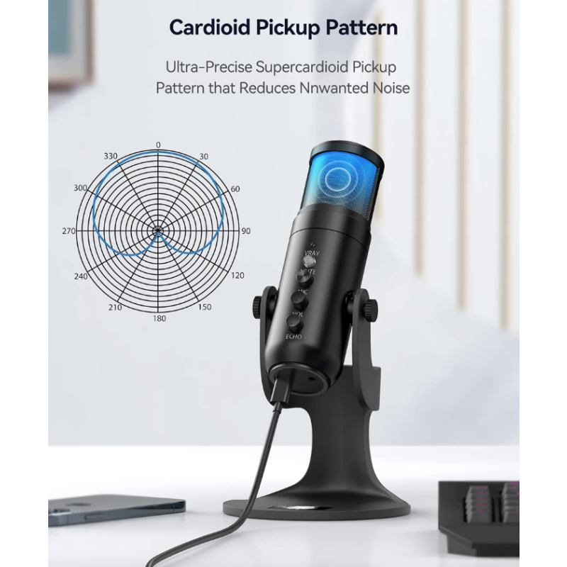 Nuevo Micrófono MU900PRO RGB USB Alta Calidad de Sonido para Gaming Podcast Creadores Contenido Músicos