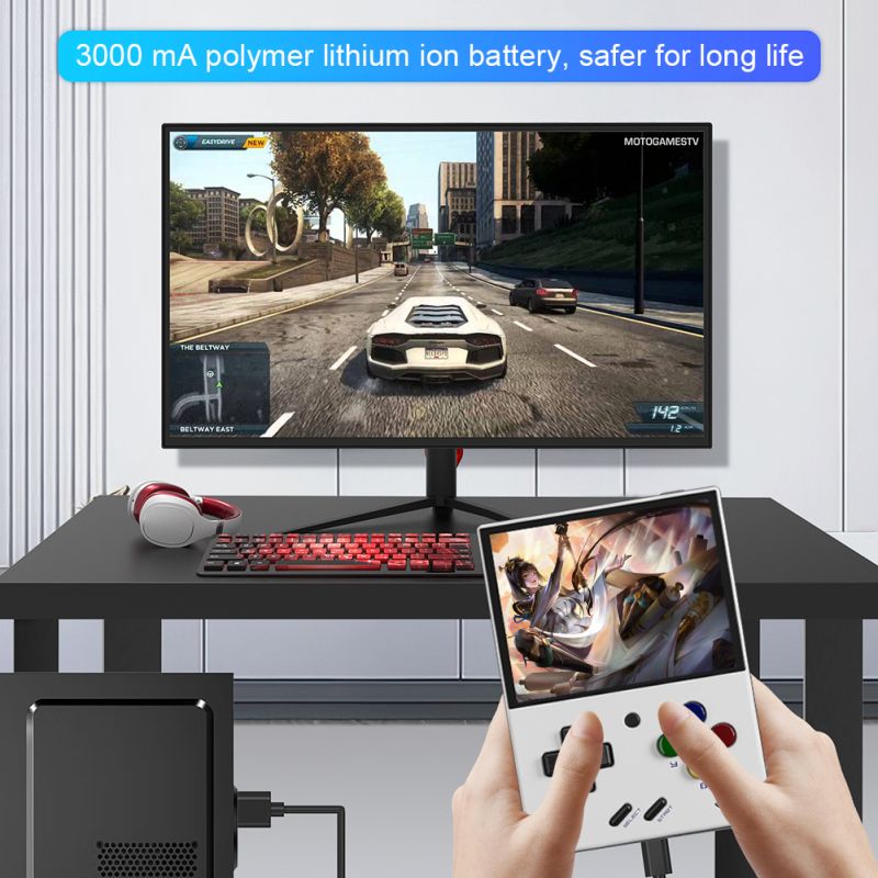 MIYOO Mini Plus Consola de Juegos Portátil Retro Pantalla IPS 3.5 Pulgadas Videojuegos Clásicos en Movimiento