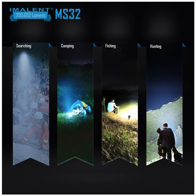 Descubre la IMALENT MS32 Linterna LED 200000 Lúmenes Alta Potencia Iluminación Exterior Visibilidad Nocturna