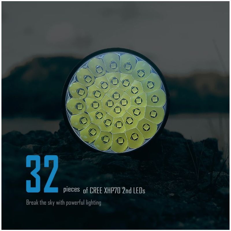 Descubre la IMALENT MS32 Linterna LED 200000 Lúmenes Alta Potencia Iluminación Exterior Visibilidad Nocturna