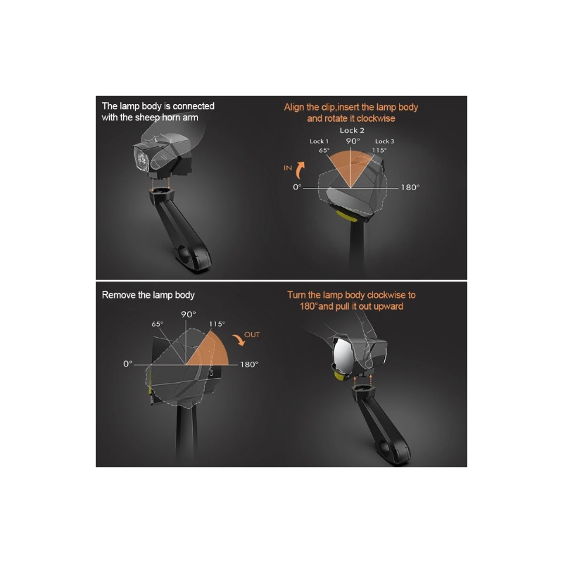 Faro CarryBright CB800 espejo retrovisor ciclismo innovador seguridad visibilidad aleación de aluminio ciclistas