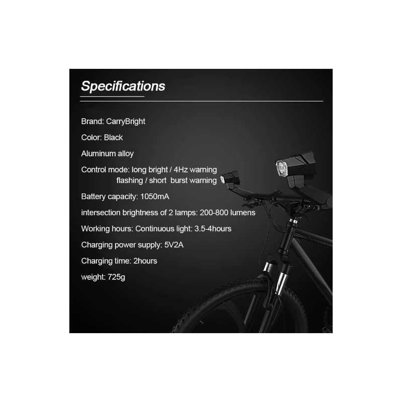 Faro CarryBright CB800 espejo retrovisor ciclismo innovador seguridad visibilidad aleación de aluminio ciclistas