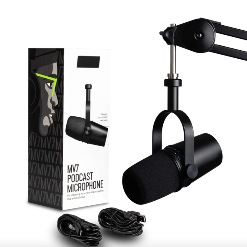 Micrófono Dinámico Profesional MV7 para Podcast con Conectividad Versátil y Sonido de Alta Calidad