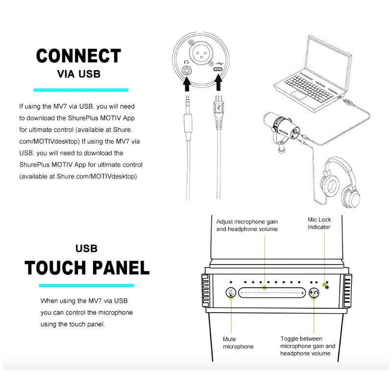 Micrófono Dinámico Profesional MV7 para Podcast con Conectividad Versátil y Sonido de Alta Calidad