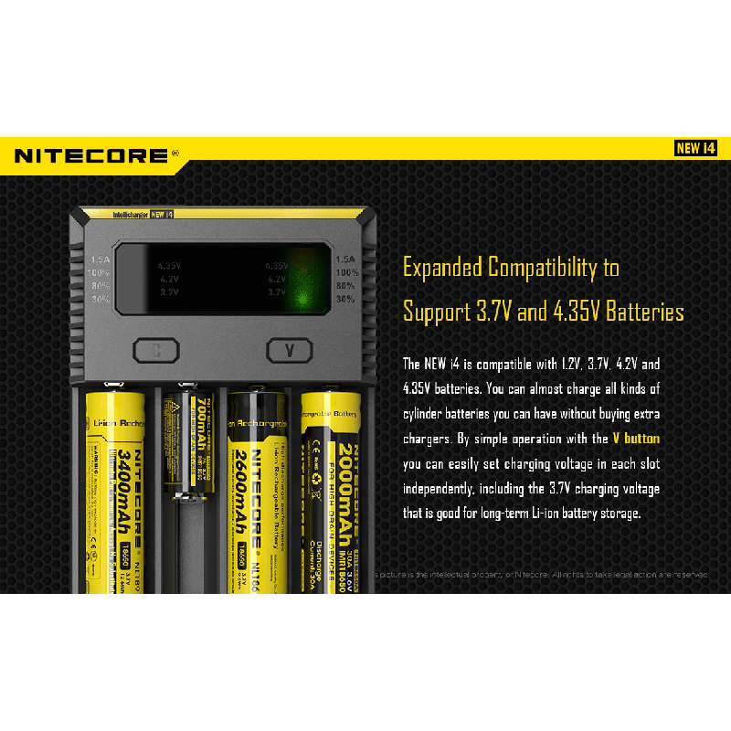 Cargador de baterías Nitecore NEW I4 carga inteligente para Li-Ion y NiMH salida eficiente y compatibilidad amplia