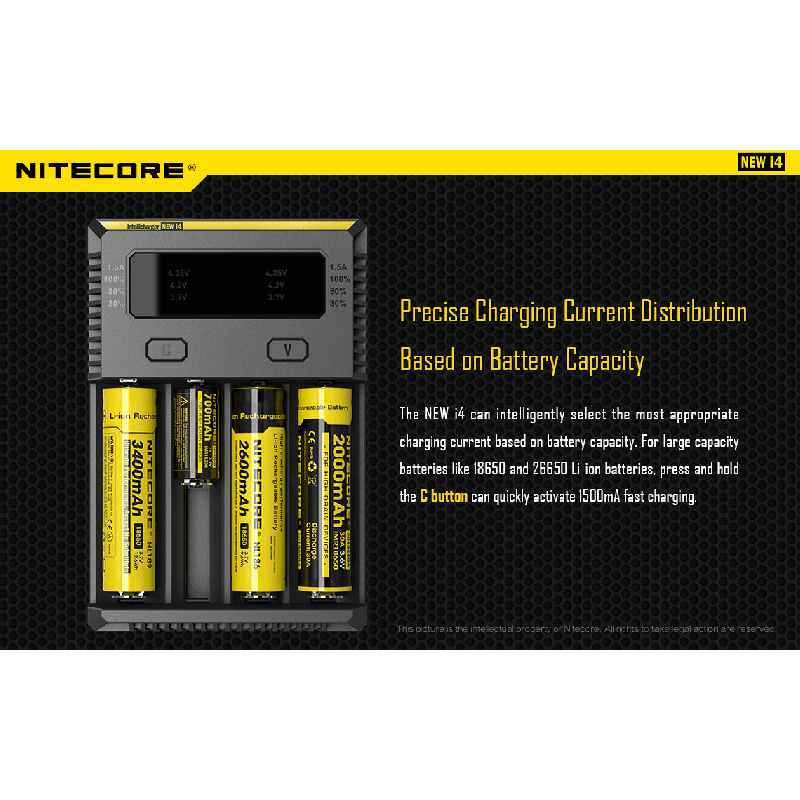 Cargador de baterías Nitecore NEW I4 carga inteligente para Li-Ion y NiMH salida eficiente y compatibilidad amplia