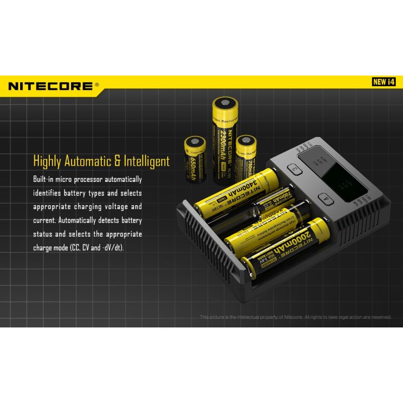 Cargador de baterías Nitecore NEW I4 carga inteligente para Li-Ion y NiMH salida eficiente y compatibilidad amplia