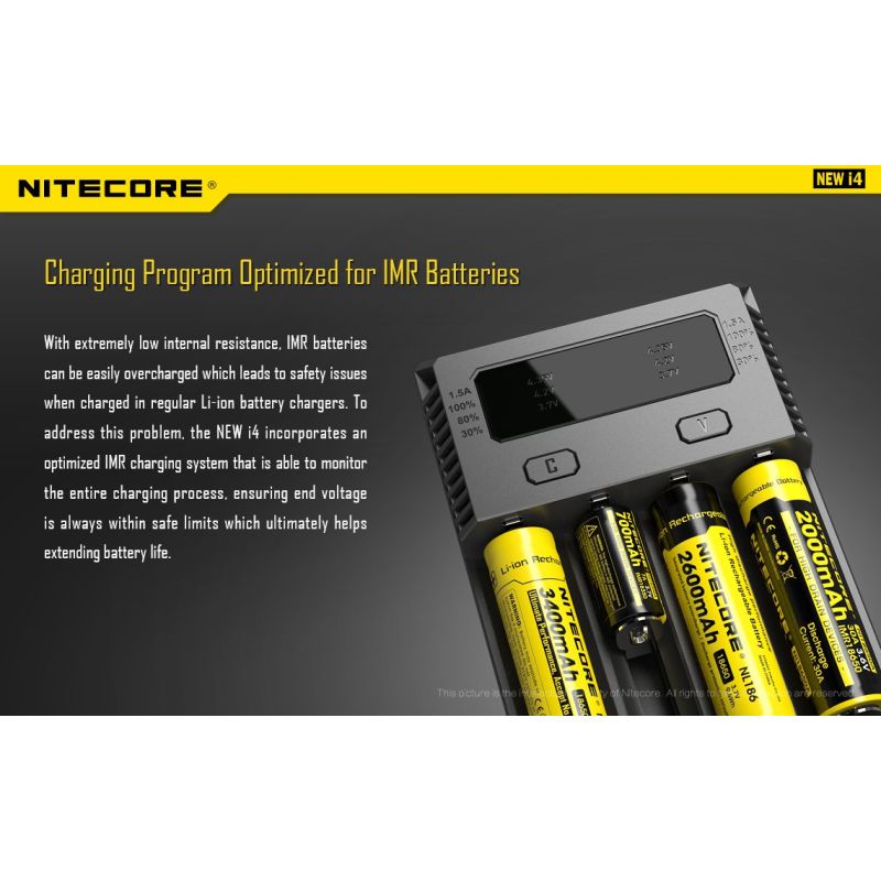 Cargador de baterías Nitecore NEW I4 carga inteligente para Li-Ion y NiMH salida eficiente y compatibilidad amplia