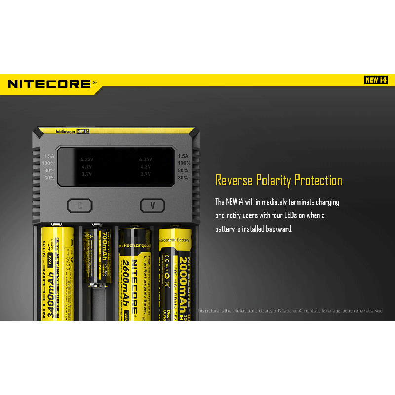 Cargador de baterías Nitecore NEW I4 carga inteligente para Li-Ion y NiMH salida eficiente y compatibilidad amplia