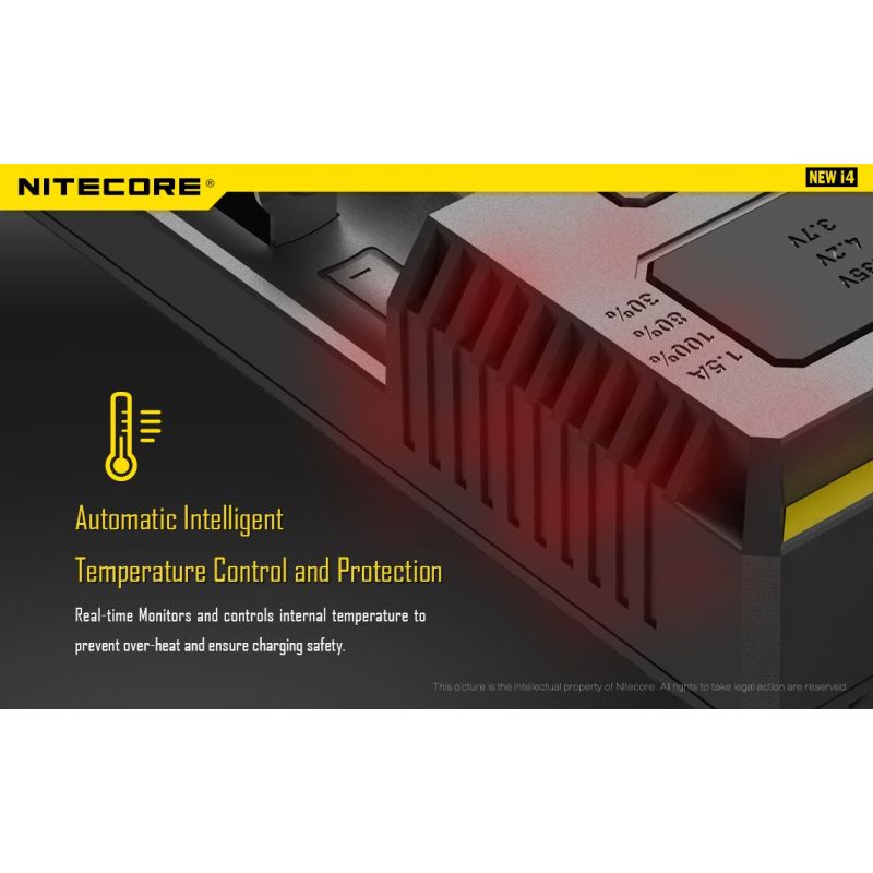 Cargador de baterías Nitecore NEW I4 carga inteligente para Li-Ion y NiMH salida eficiente y compatibilidad amplia
