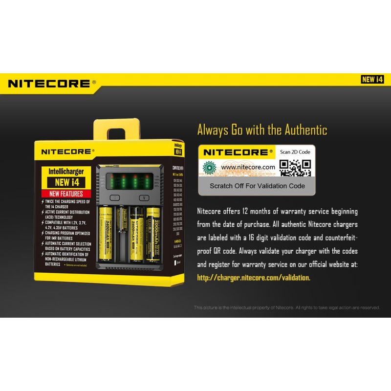 Cargador de baterías Nitecore NEW I4 carga inteligente para Li-Ion y NiMH salida eficiente y compatibilidad amplia