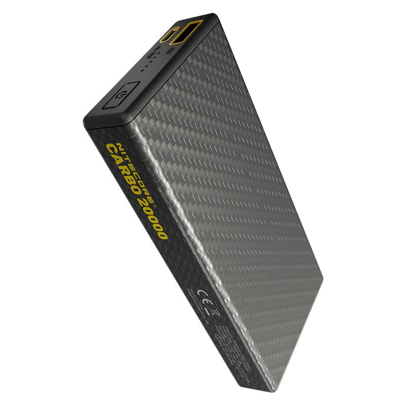 NITECORE CARBO 20000 Banco de energía móvil 20000mAh IPX5 diseño en fibra de carbono Carga rápida PD QC 20W