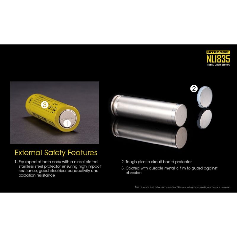 Batería Nitecore 18650 NL1835 3500mAh Recargable Li-ion para Dispositivos Electrónicos y Linternas 3.6V