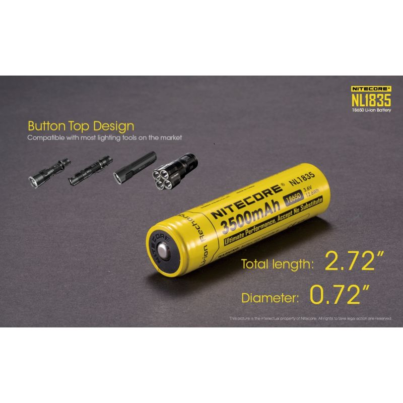 Batería Nitecore 18650 NL1835 3500mAh Recargable Li-ion para Dispositivos Electrónicos y Linternas 3.6V