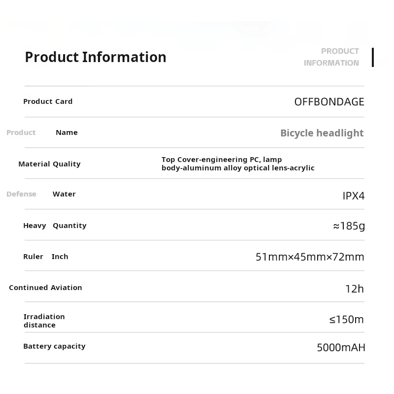 Luz Bicicleta Potente OFF-N5 1000 Lúmenes USB | Faro Delantero MTB Ciclismo Carretera Duradero IPX4 Visibilidad