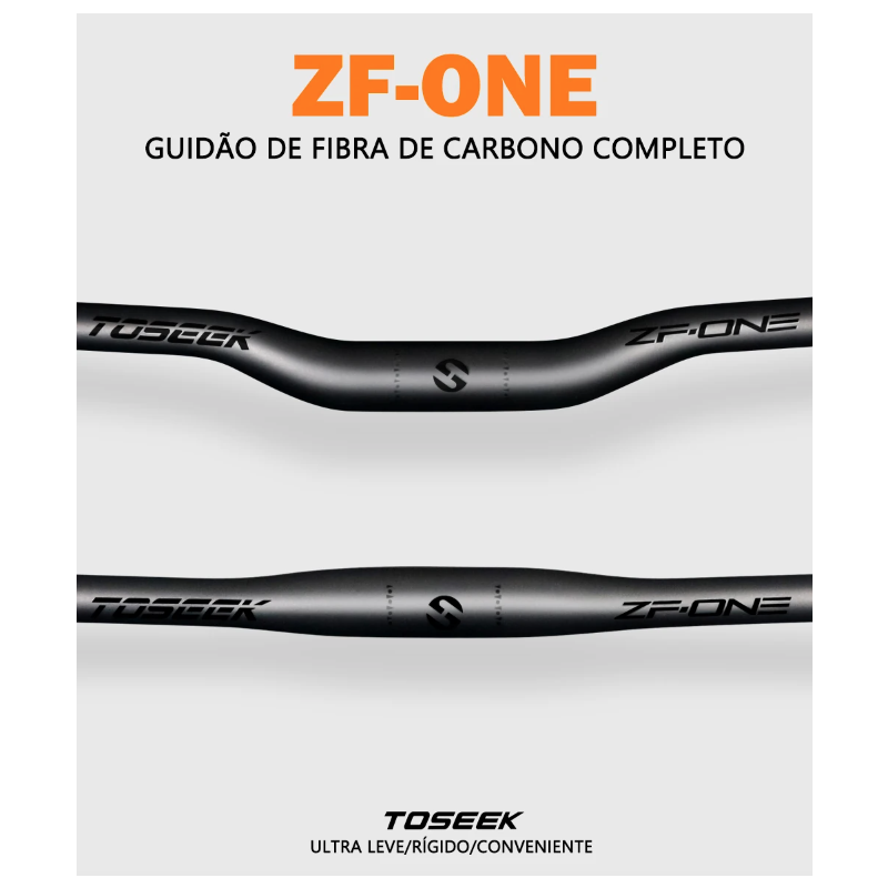 Manillar de bicicleta TOSEEK ZF-ONE MTB completo en fibra de carbono 31.8mm negro mate opción 580 a 760mm