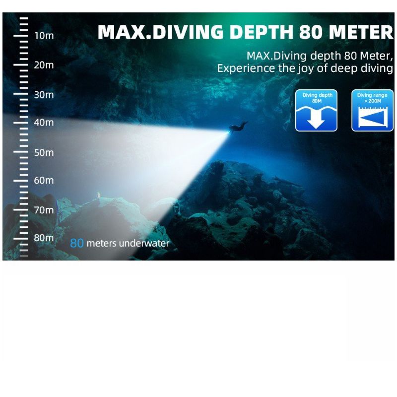 Linterna Buceo P70 Súper Brillante 5000 Lúmenes | Sumergible IPX8 200M para Buceo Nocturno