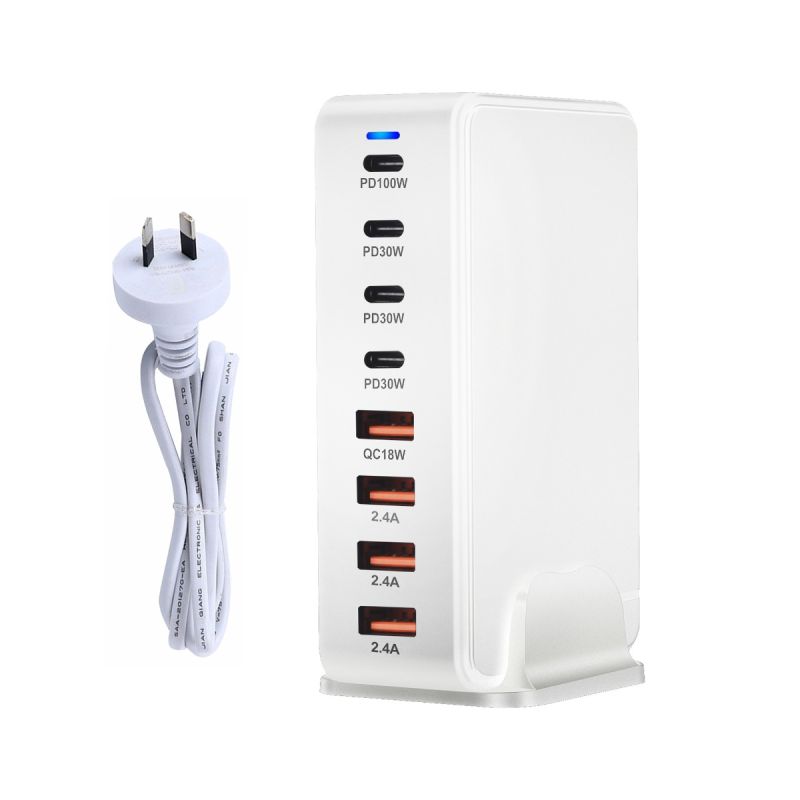 Cargador GaN de escritorio 240W USB tipo C de 8 puertos carga rápida para múltiples dispositivos y laptops