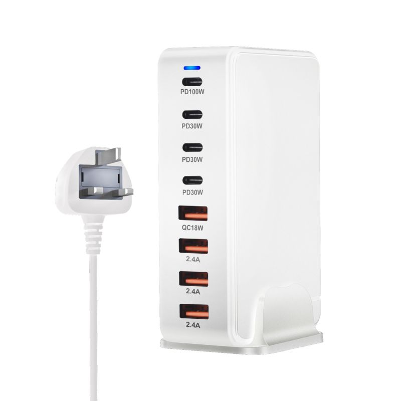 Cargador GaN de escritorio 240W USB tipo C de 8 puertos carga rápida para múltiples dispositivos y laptops