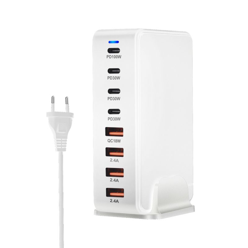 Cargador GaN de escritorio 240W USB tipo C de 8 puertos carga rápida para múltiples dispositivos y laptops