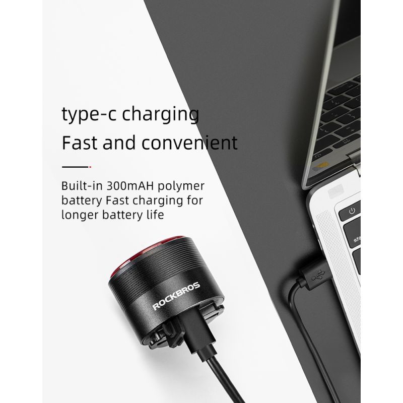 Luz trasera ROCKBROS Q3 para ciclismo nocturno luz LED con sensor de freno inteligente MTB impermeable IPX6