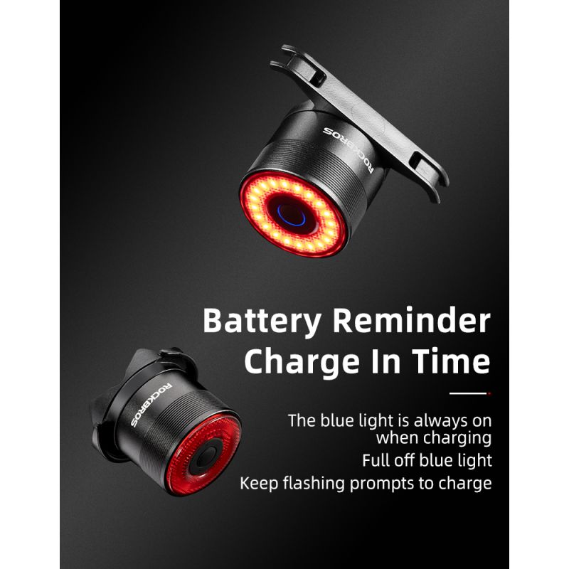 Luz trasera ROCKBROS Q3 para ciclismo nocturno luz LED con sensor de freno inteligente MTB impermeable IPX6