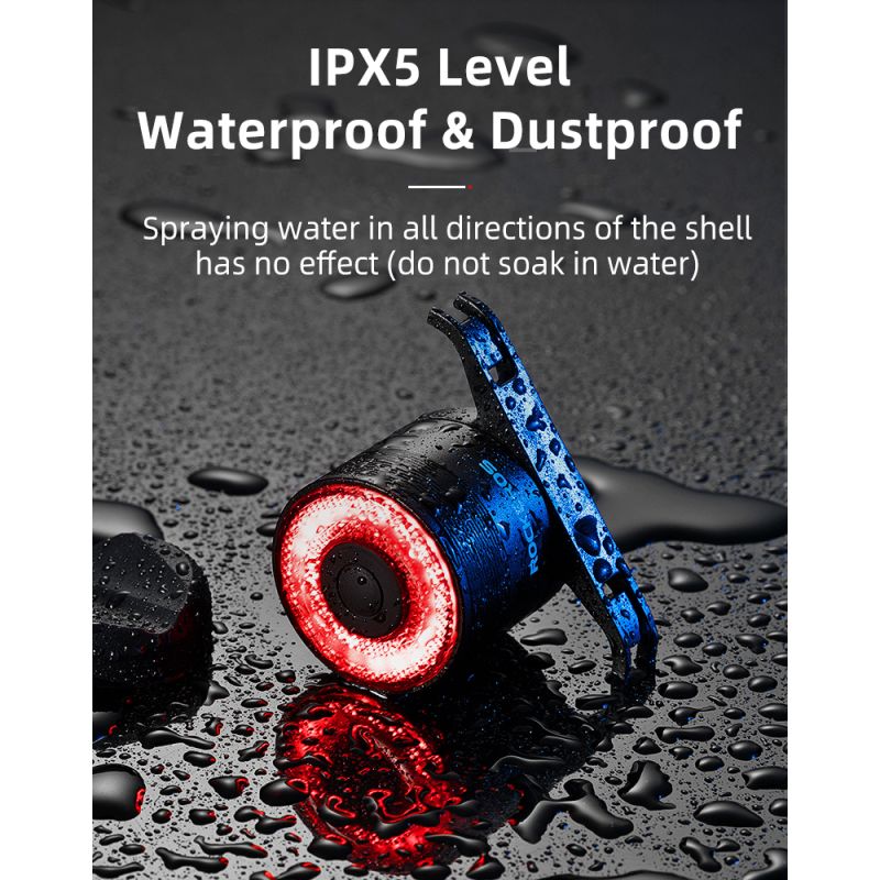 Luz trasera ROCKBROS Q3 para ciclismo nocturno luz LED con sensor de freno inteligente MTB impermeable IPX6