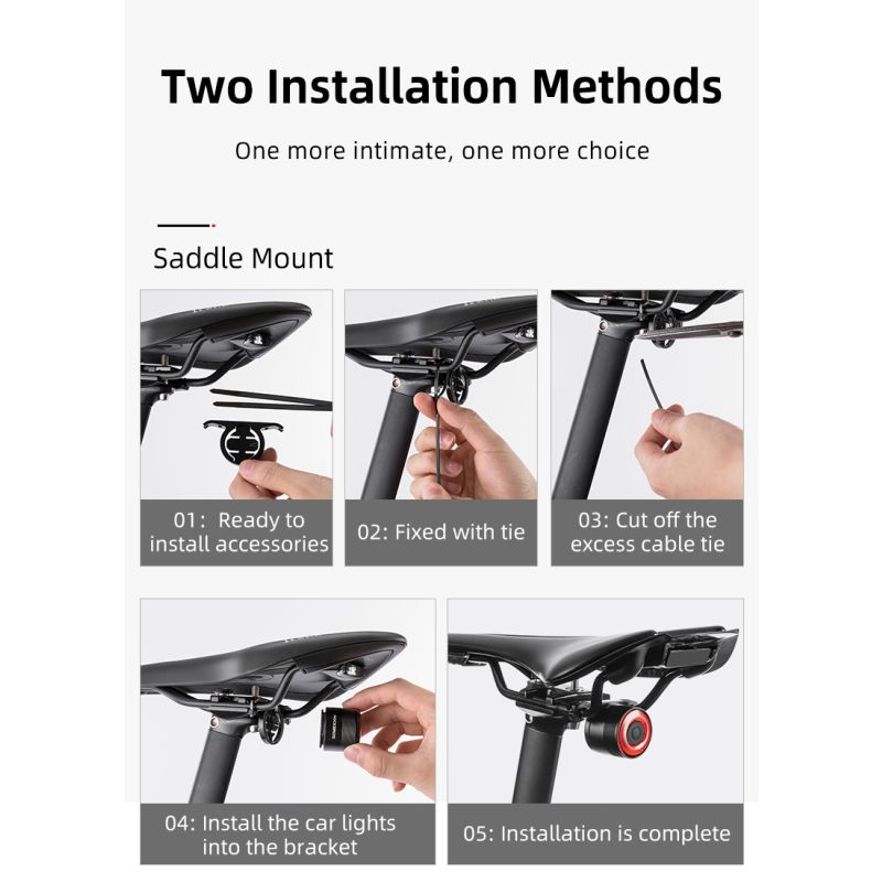 Luz trasera ROCKBROS Q3 para ciclismo nocturno luz LED con sensor de freno inteligente MTB impermeable IPX6