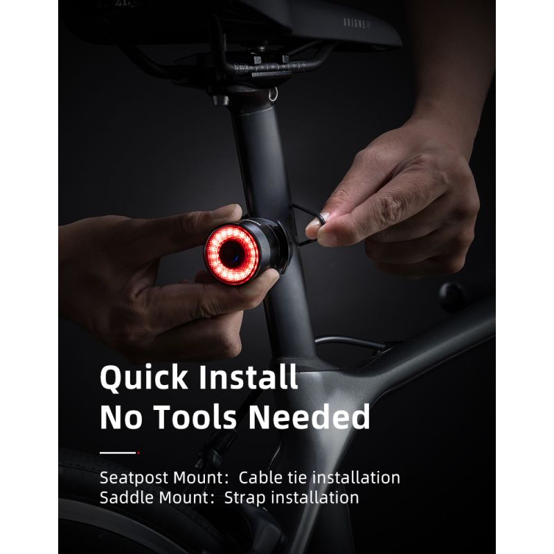 Luz trasera ROCKBROS Q3 para ciclismo nocturno luz LED con sensor de freno inteligente MTB impermeable IPX6