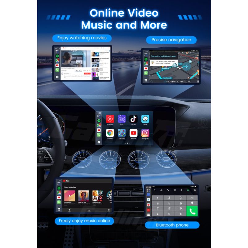 CarlinKit CarPlay Ai Box QCM6125 Android 12 Streaming Netflix YouTube Spotify Conectividad 4G Wi-Fi Coches