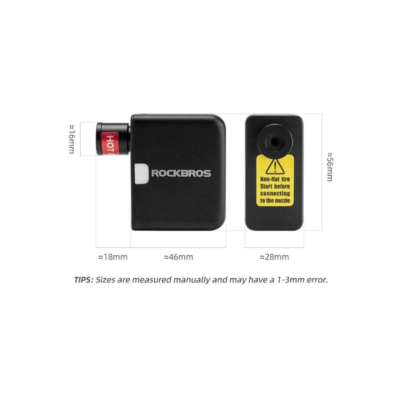 ROCKBROS bomba ligera inflador portátil 100PSI para bicicleta coche motocicleta diseño compacto y recargable