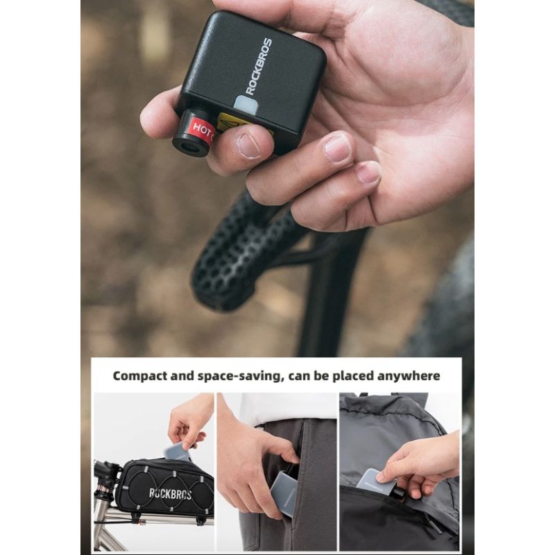 ROCKBROS bomba ligera inflador portátil 100PSI para bicicleta coche motocicleta diseño compacto y recargable