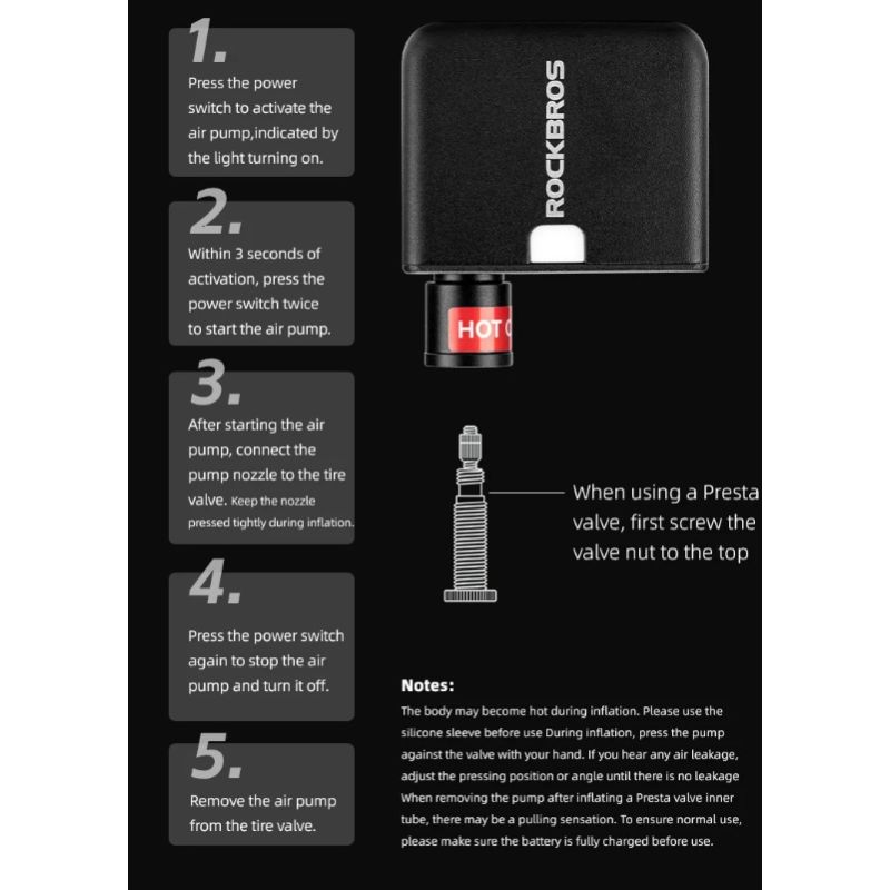 ROCKBROS bomba ligera inflador portátil 100PSI para bicicleta coche motocicleta diseño compacto y recargable