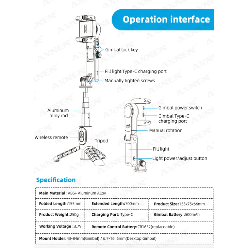 Descubre el Q18 Selfie Stick Rotación 360 trípode para selfies gadget de fotografía con estabilizador de cardán