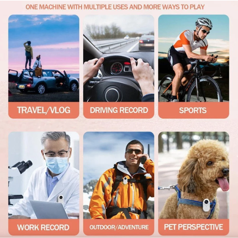 Mini Cámara WiFi HD 1080P Portátil para Deportes|Moto|Mascotas|Grabadora de Video Gran Angular 120°