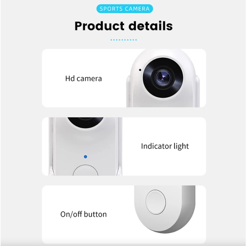 Mini Cámara WiFi HD 1080P Portátil para Deportes|Moto|Mascotas|Grabadora de Video Gran Angular 120°