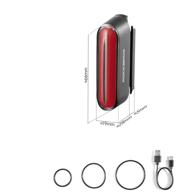 ROCKBROS Luz Trasera Bicicleta Magnética IPX6 Impermeable, Sensor Inteligente 7 Modos, Seguridad Nocturna MTB/Urbana