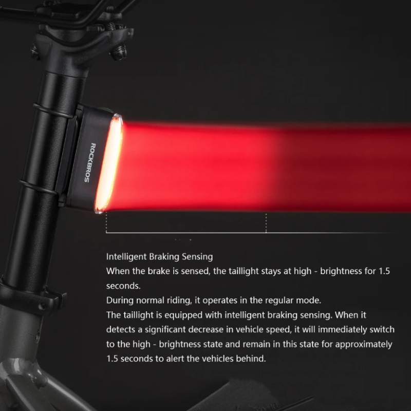 ROCKBROS Luz Trasera Bicicleta Magnética IPX6 Impermeable, Sensor Inteligente 7 Modos, Seguridad Nocturna MTB/Urbana