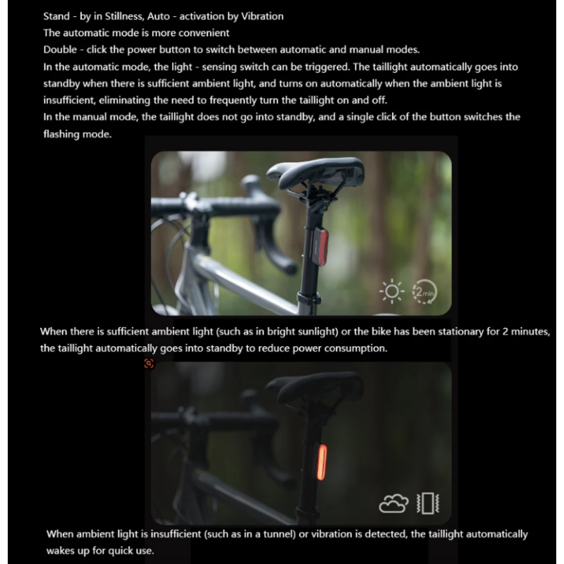 ROCKBROS Luz Trasera Bicicleta Magnética IPX6 Impermeable, Sensor Inteligente 7 Modos, Seguridad Nocturna MTB/Urbana