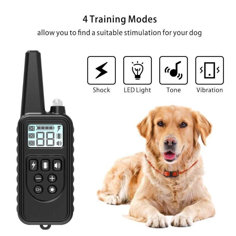 Collar de Entrenamiento Eléctrico 800m Recargable Impermeable con Pantalla LCD y Modos Ajustables para Perros