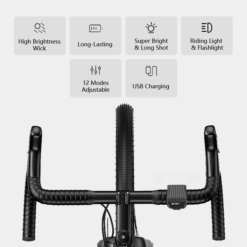 Luces delanteras colgantes SMILING SHARK EVO1700 recargable por USB-C seguridad en ciclismo LED impermeable