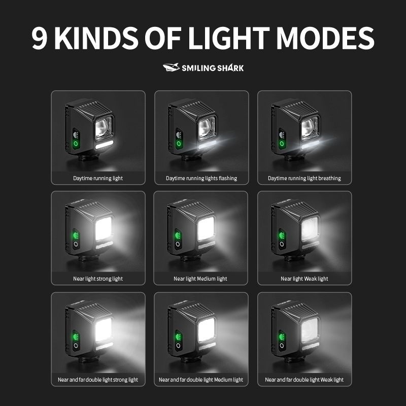 Luces delanteras colgantes SMILING SHARK EVO1700 recargable por USB-C seguridad en ciclismo LED impermeable