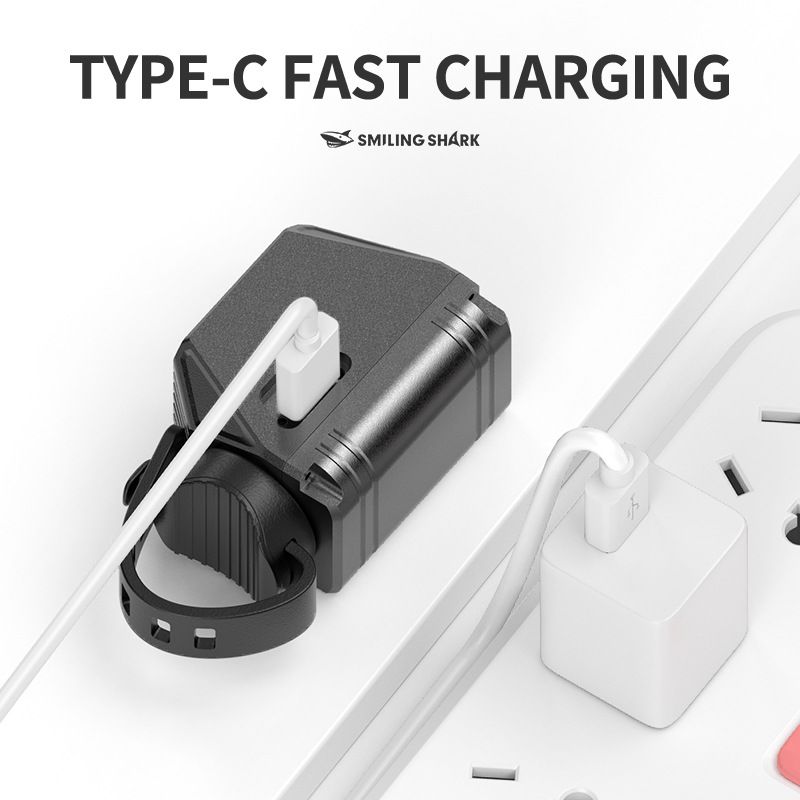 Luces delanteras colgantes SMILING SHARK EVO1700 recargable por USB-C seguridad en ciclismo LED impermeable