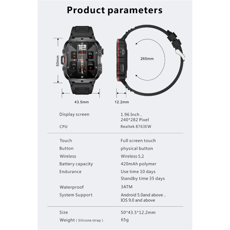 Smartwatch QX11 Hombre IP68 5ATM Bluetooth Llamadas 1.96