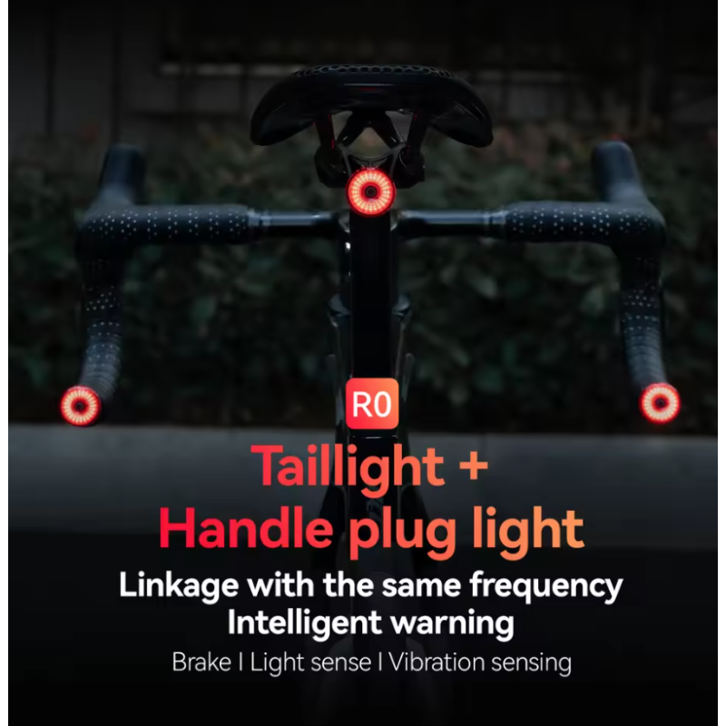 ROCKBROS R0 Luz Tapón Manillar Tipo-C | Luz Trasera MTB Carretera | Seguridad y Visibilidad Ciclismo