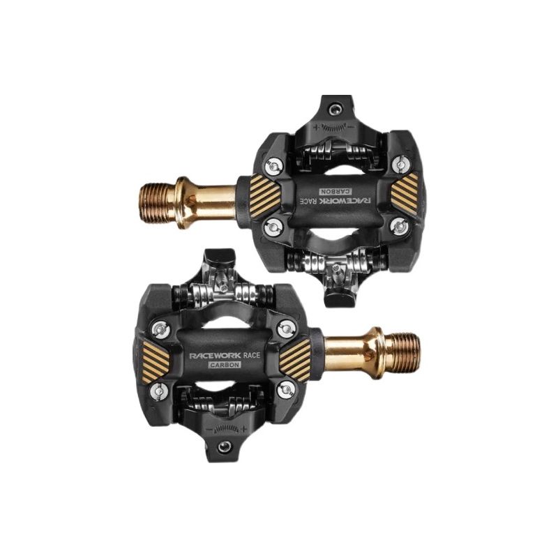 Pedales MTB RACEWORK SPD ligero duradero carbono acero cromado ajuste personalizable para ciclismo todoterreno