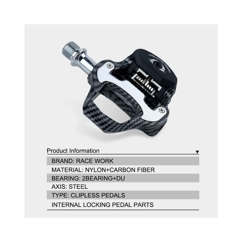 Pedales RACEWORK SPD Keo de fibra de carbono con rodamientos ultraligeros para ciclismo de alto rendimiento