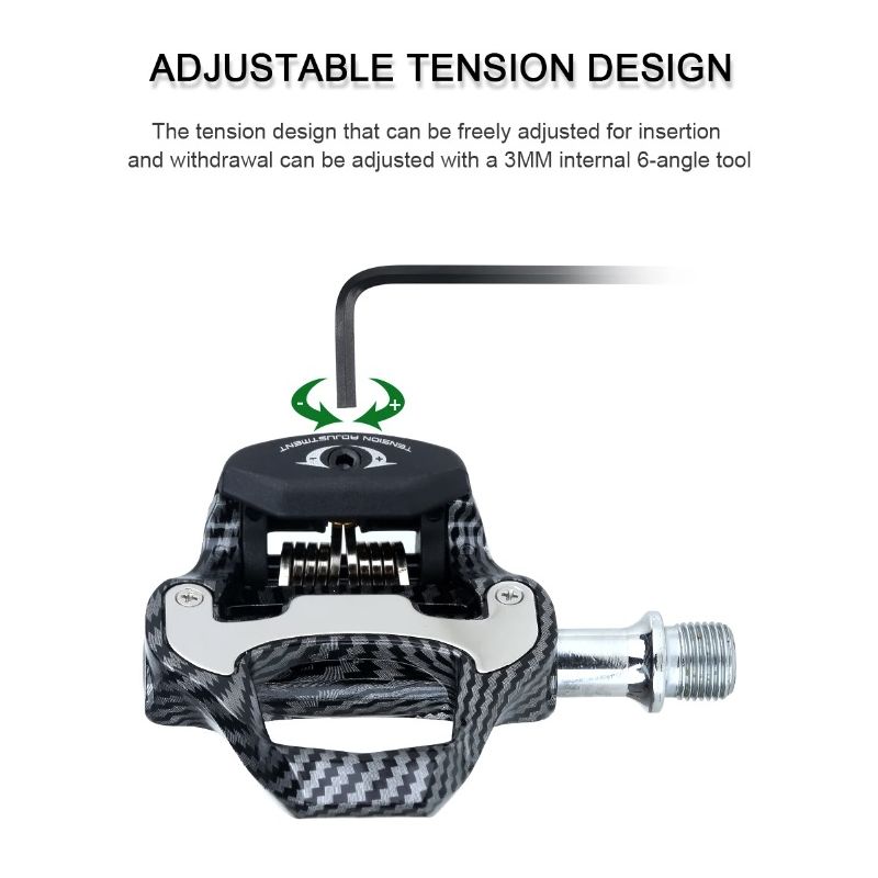 Pedales RACEWORK SPD Keo de fibra de carbono con rodamientos ultraligeros para ciclismo de alto rendimiento